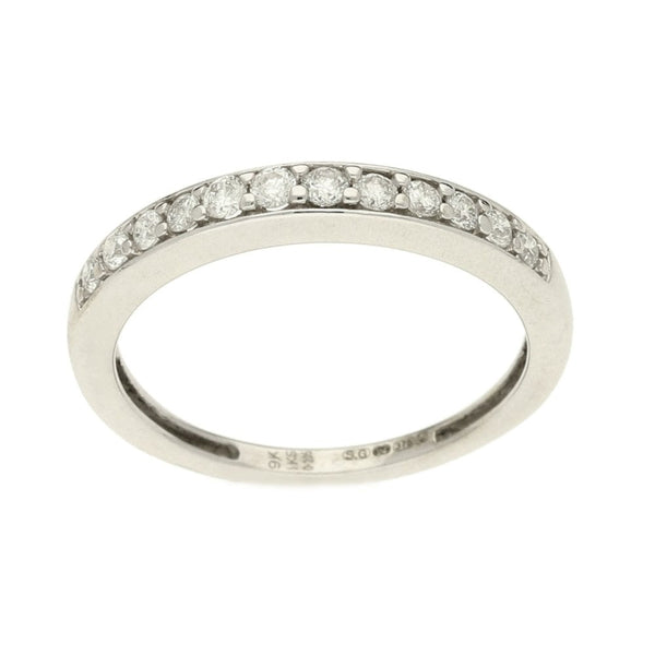 9ct White Gold Half Eternity Diamond Ring - Size J