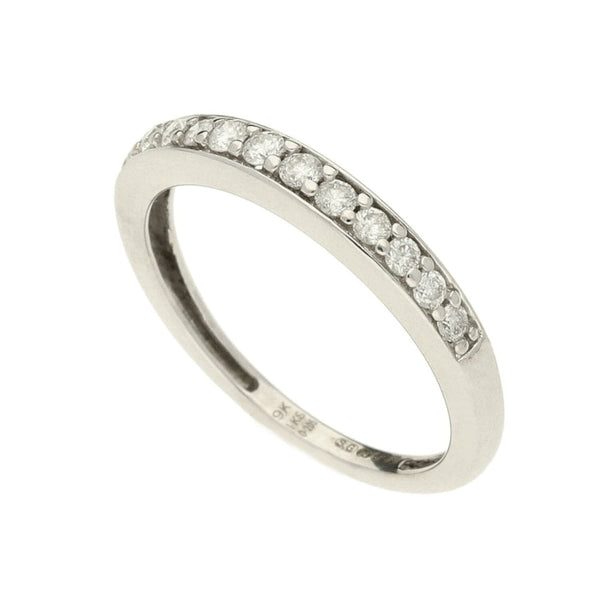 9ct White Gold Half Eternity Diamond Ring - Size J