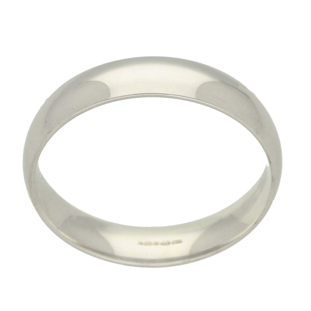 9ct White Gold 5mm Court Shape Wedding Ring - Size Y - 5.4g