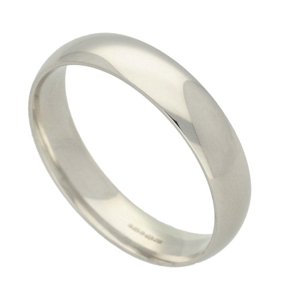 9ct White Gold 5mm Court Shape Wedding Ring - Size Y - 5.4g