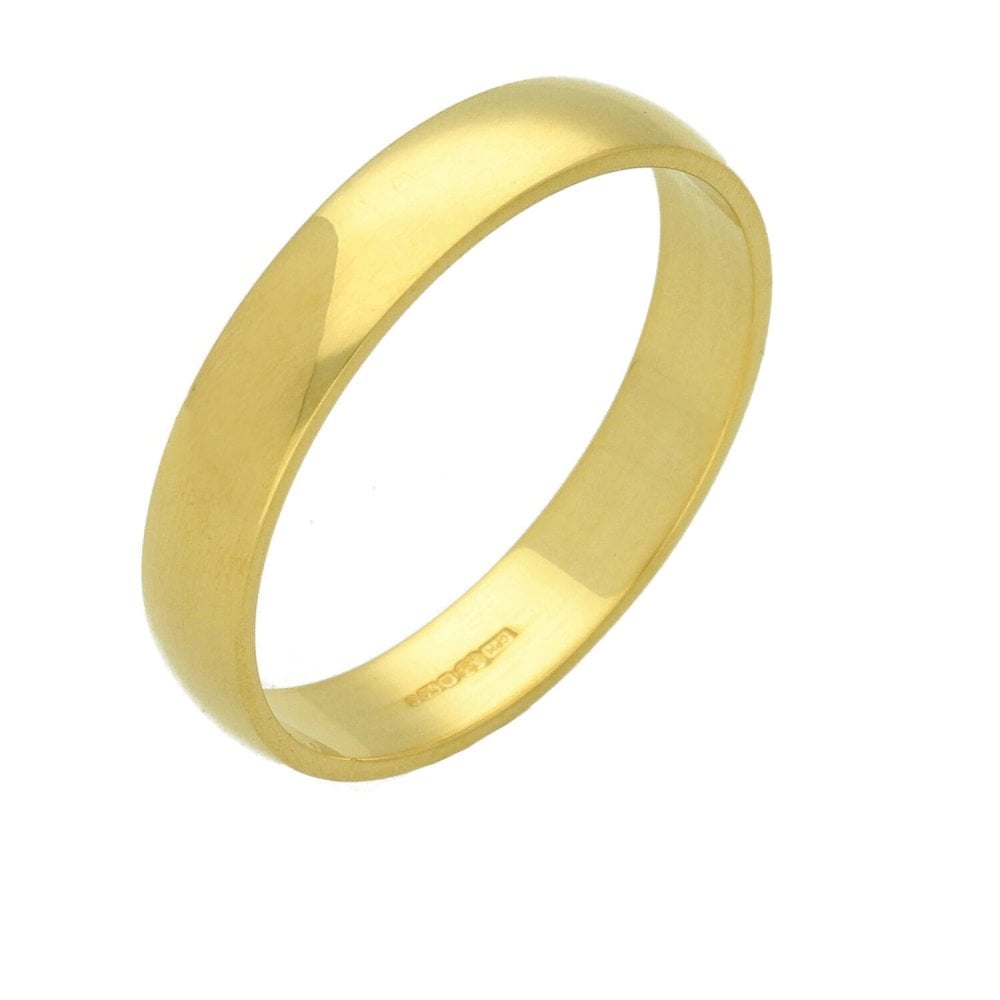 18ct Yellow Gold D-Shape Wedding Ring - Size U