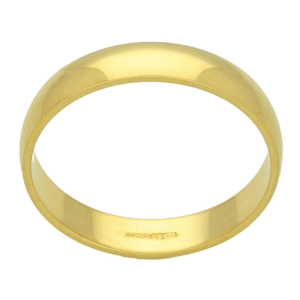 18ct Yellow Gold D-Shape Wedding Ring - Size U