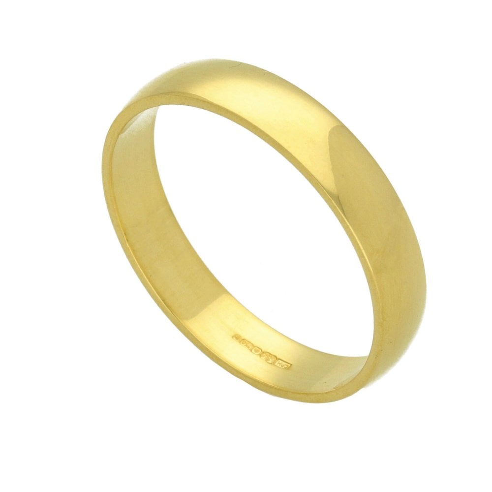 18ct Yellow Gold D-Shape Wedding Ring - Size U