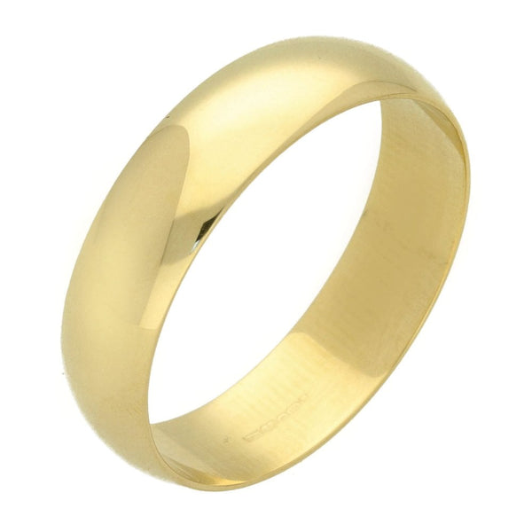 9ct Yellow Gold 6mm D-Shape Wedding Ring - Size Z - 4.4g