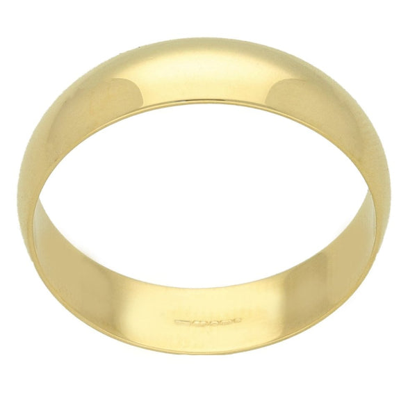 9ct Yellow Gold 6mm D-Shape Wedding Ring - Size Z - 4.4g