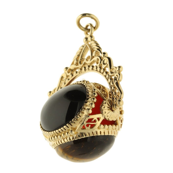 9ct Yellow Gold Rotating 3 Stone Fob Charm