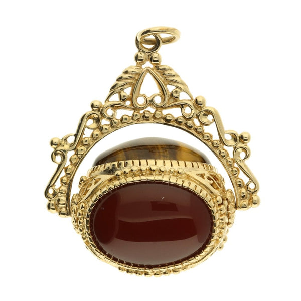 9ct Yellow Gold Rotating 3 Stone Fob Charm