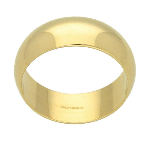 Mens 9ct Yellow Gold D-Shape Gents Wedding Ring - 7.4g
