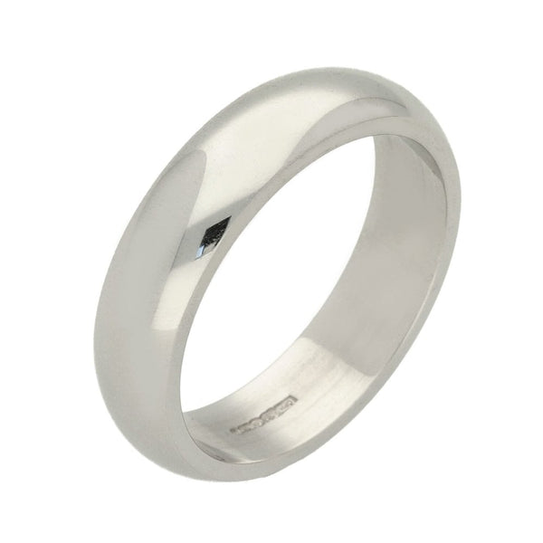 18ct White Gold Gents D-Shape Wedding Ring - 8.6g