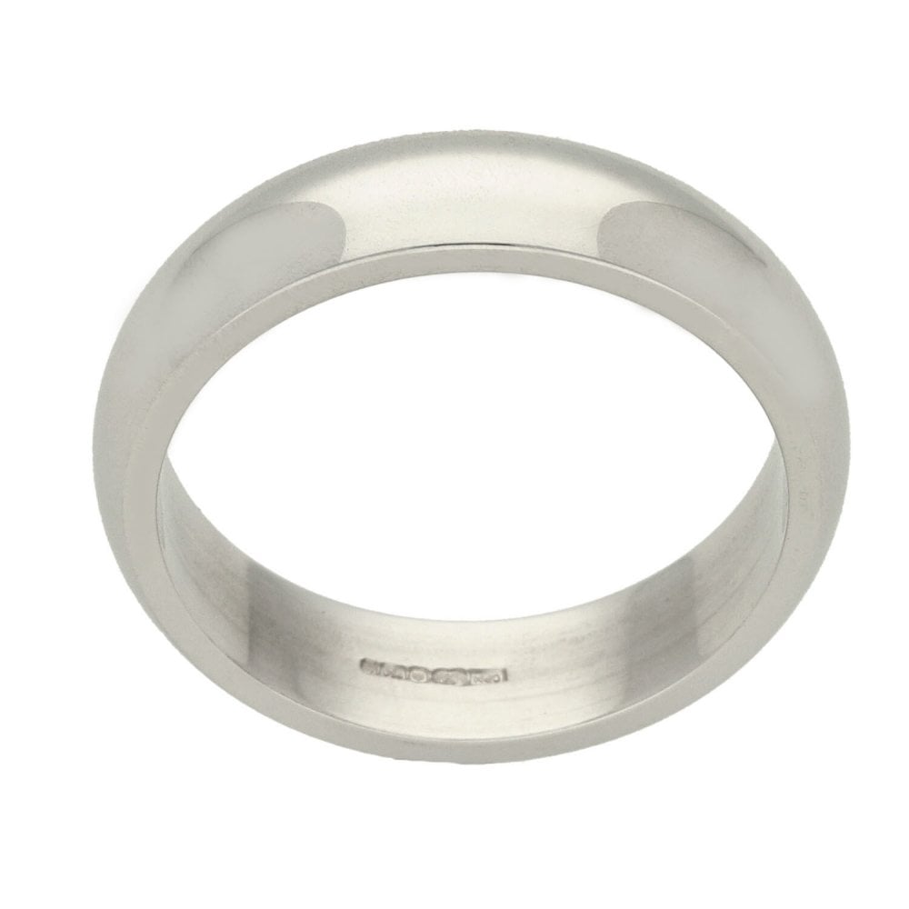 18ct White Gold Gents D-Shape Wedding Ring - 8.6g