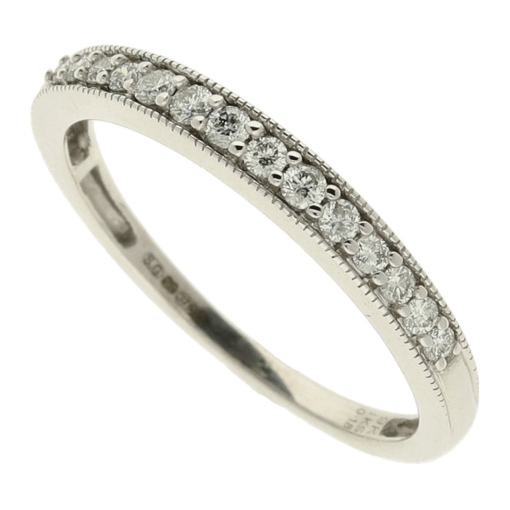 9ct White Gold Diamond Half Eternity Ring - Size M½ - 0.18ct