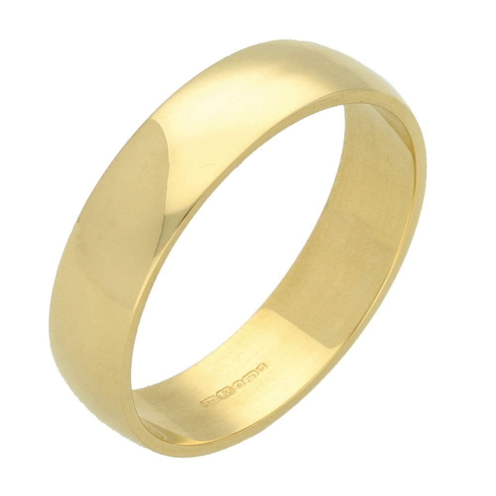 9ct Yellow Gold D-Shape Gents Wedding Ring