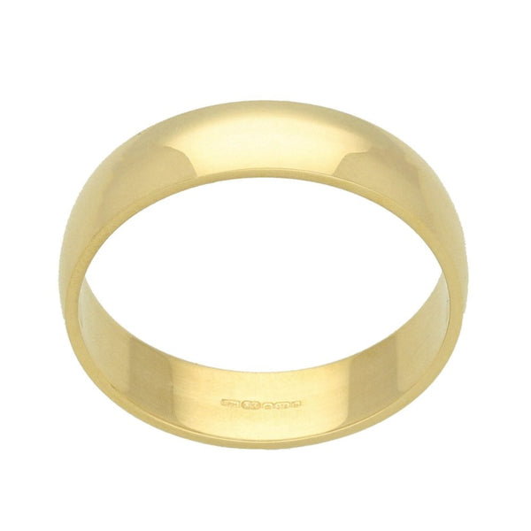 9ct Yellow Gold D-Shape Gents Wedding Ring