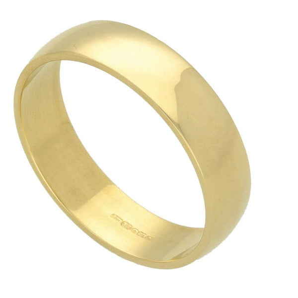 9ct Yellow Gold D-Shape Gents Wedding Ring