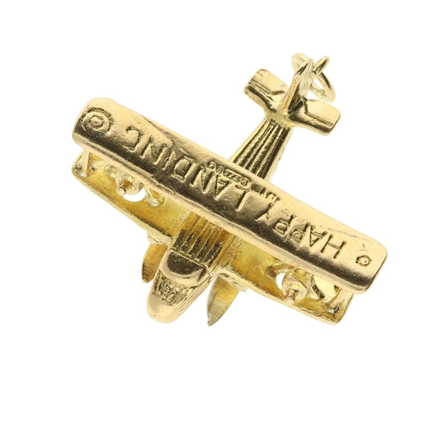 9ct Yellow Gold "Happy Landing" Plane Charm