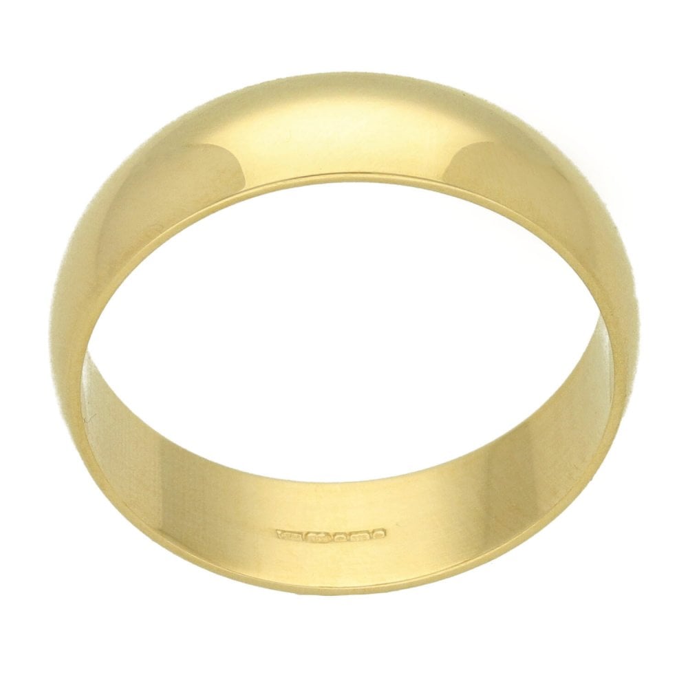 9ct Yellow Gold D-Shape Gents Wedding Ring