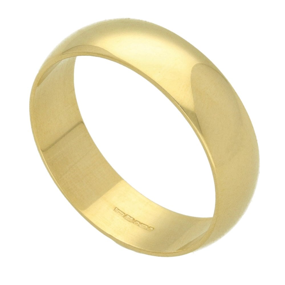 9ct Yellow Gold D-Shape Gents Wedding Ring