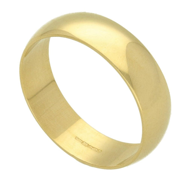 9ct Yellow Gold D-Shape Gents Wedding Ring