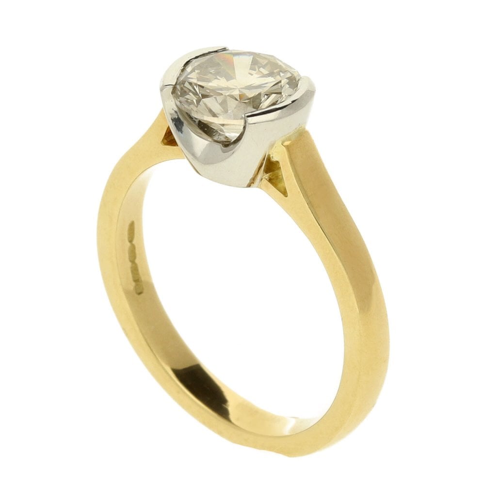 18ct Yellow Gold Diamond Engagement Ring - Size M½