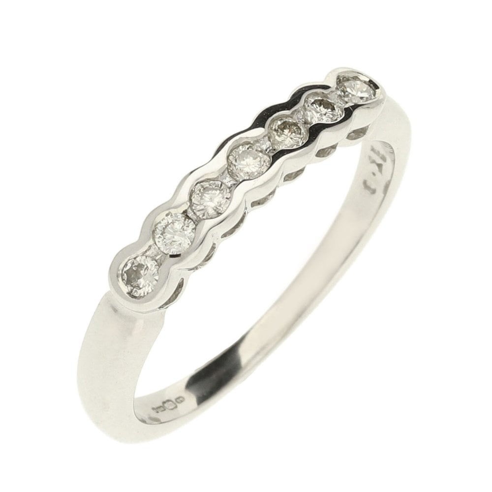 9ct White Gold 7 Stone Half Eternity Ring - Size M½