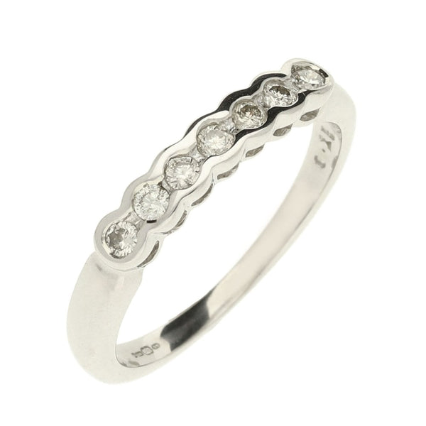 9ct White Gold 7 Stone Half Eternity Ring - Size M½