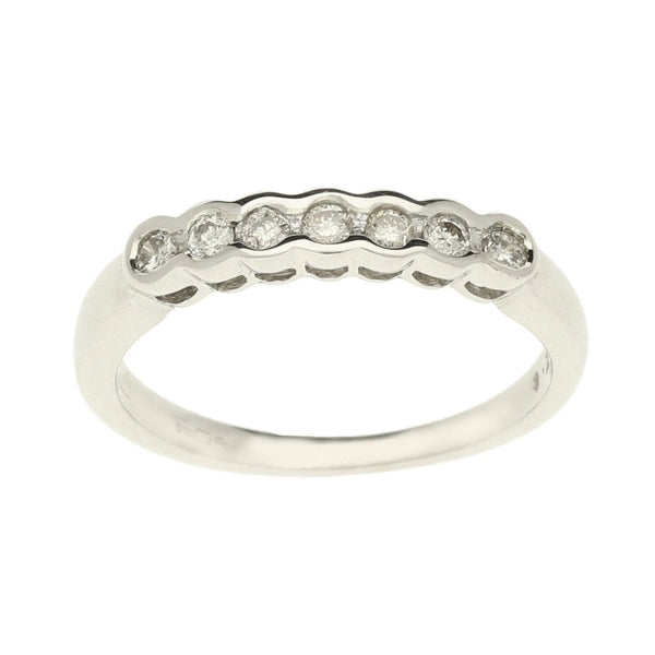 9ct White Gold 7 Stone Half Eternity Ring - Size M½