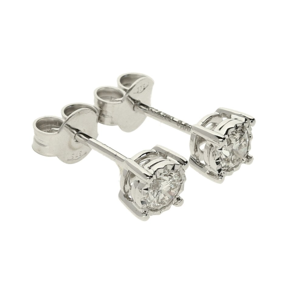 9ct White Gold Diamond Stud Earrings - 0.50ct