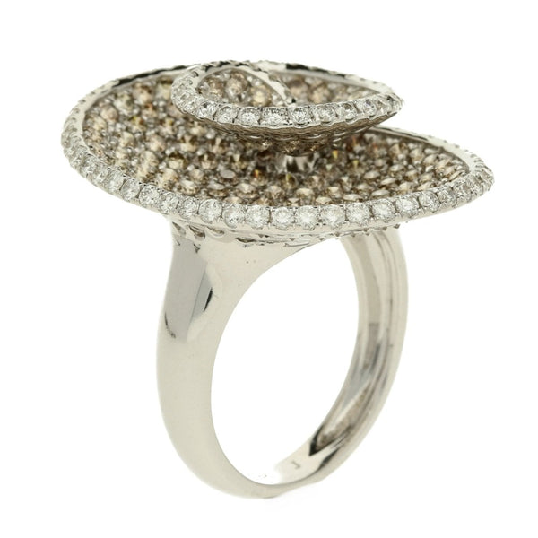 18ct White Gold Diamond Corkscrew Ring