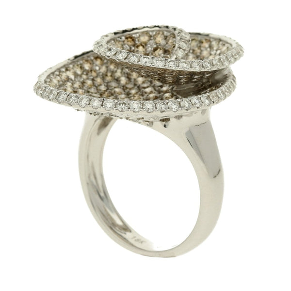 18ct White Gold Diamond Corkscrew Ring