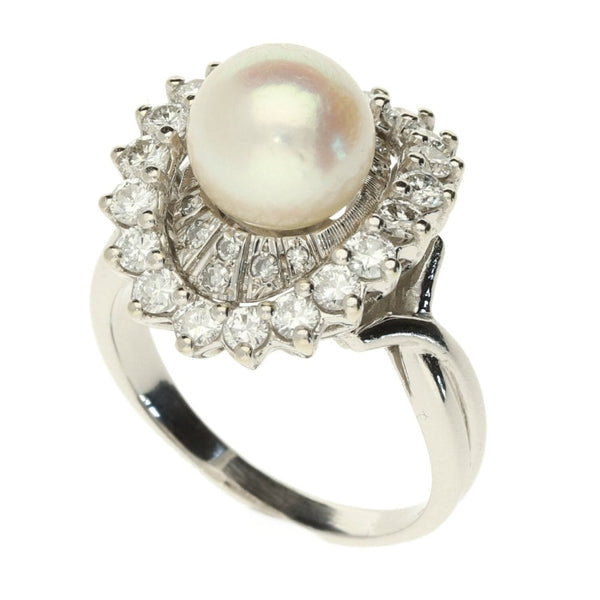 18ct White Gold Pearl & Diamond Ring 1.53ct