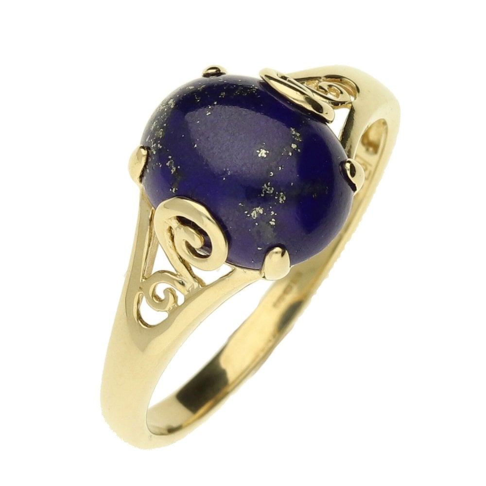 9ct Yellow Gold Lapis Lazuli Ring - Size T