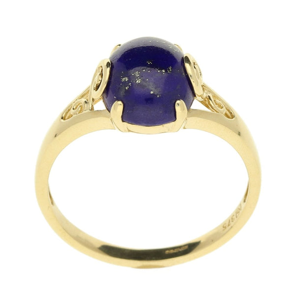 9ct Yellow Gold Lapis Lazuli Ring - Size T