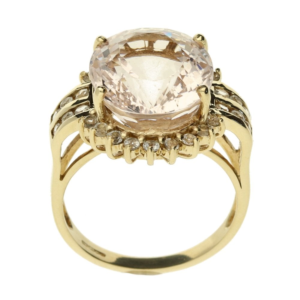 9ct Yellow Gold Colourless Dress Ring - Size N