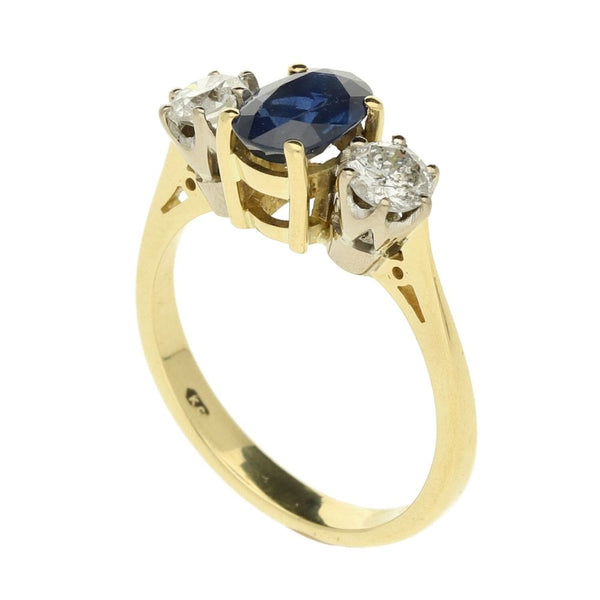18ct Yellow Gold Sapphire & Diamond Ring - Size K