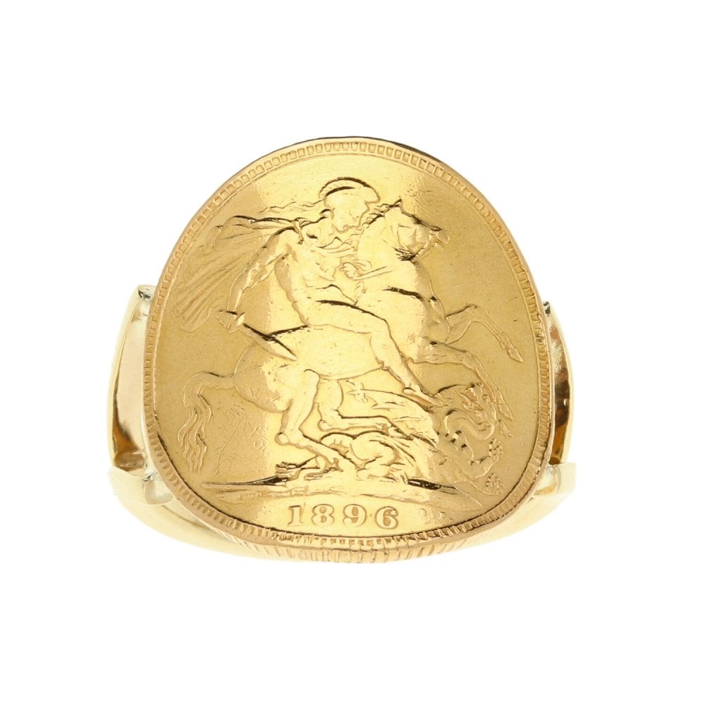 1896 Gold Full Bent Over Sovereign Ring - Size R½