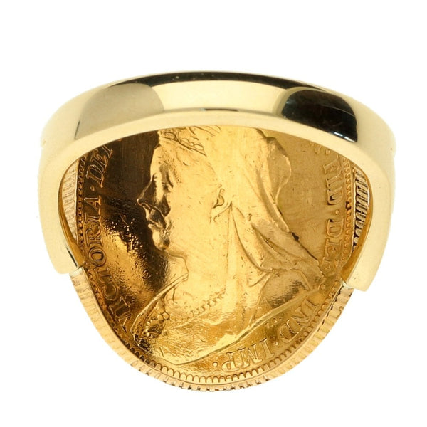 1896 Gold Full Bent Over Sovereign Ring - Size R½