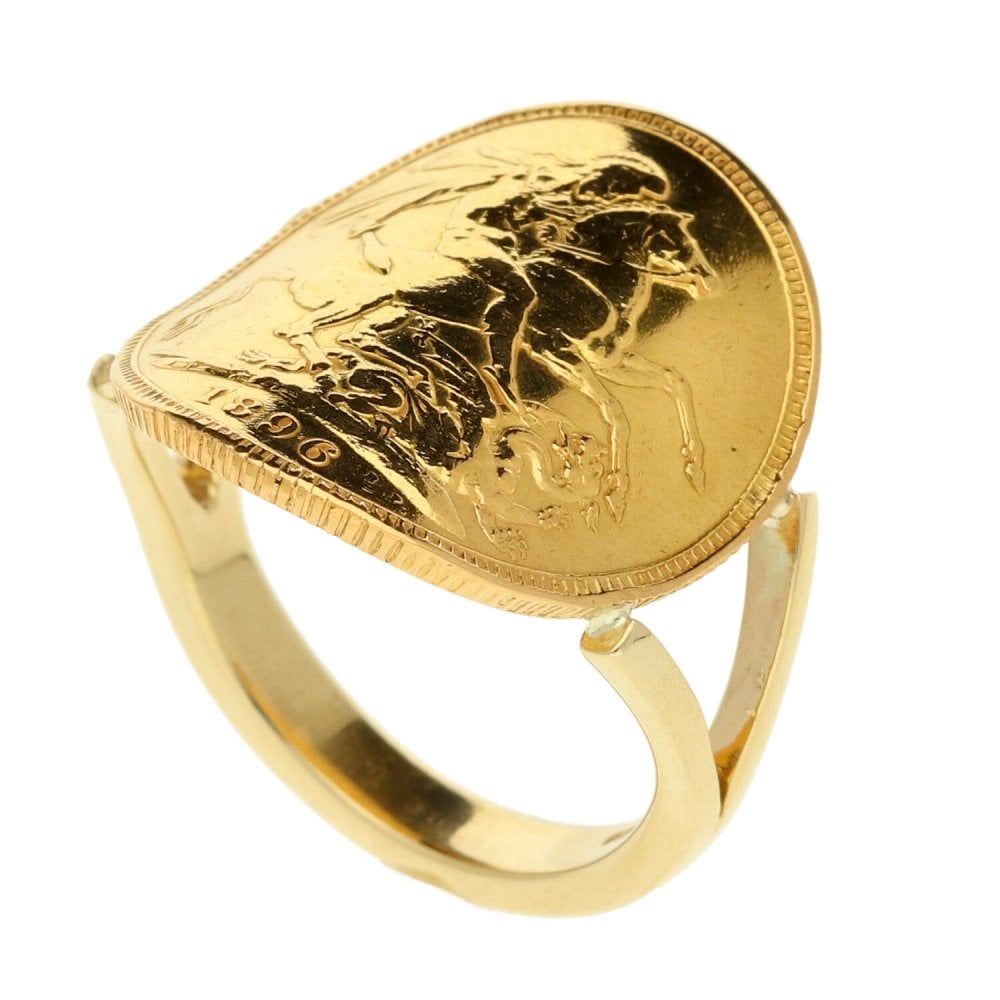1896 Gold Full Bent Over Sovereign Ring - Size R½