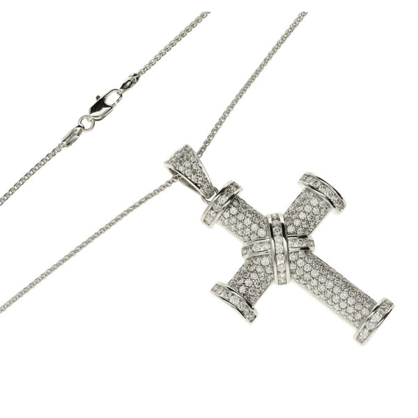 18ct White Gold Diamond Cross & Chain - 2.63ct