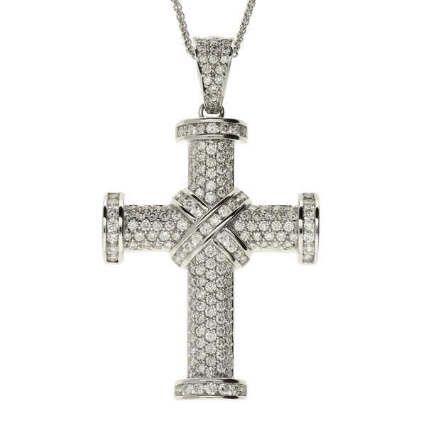 18ct White Gold Diamond Cross & Chain - 2.63ct