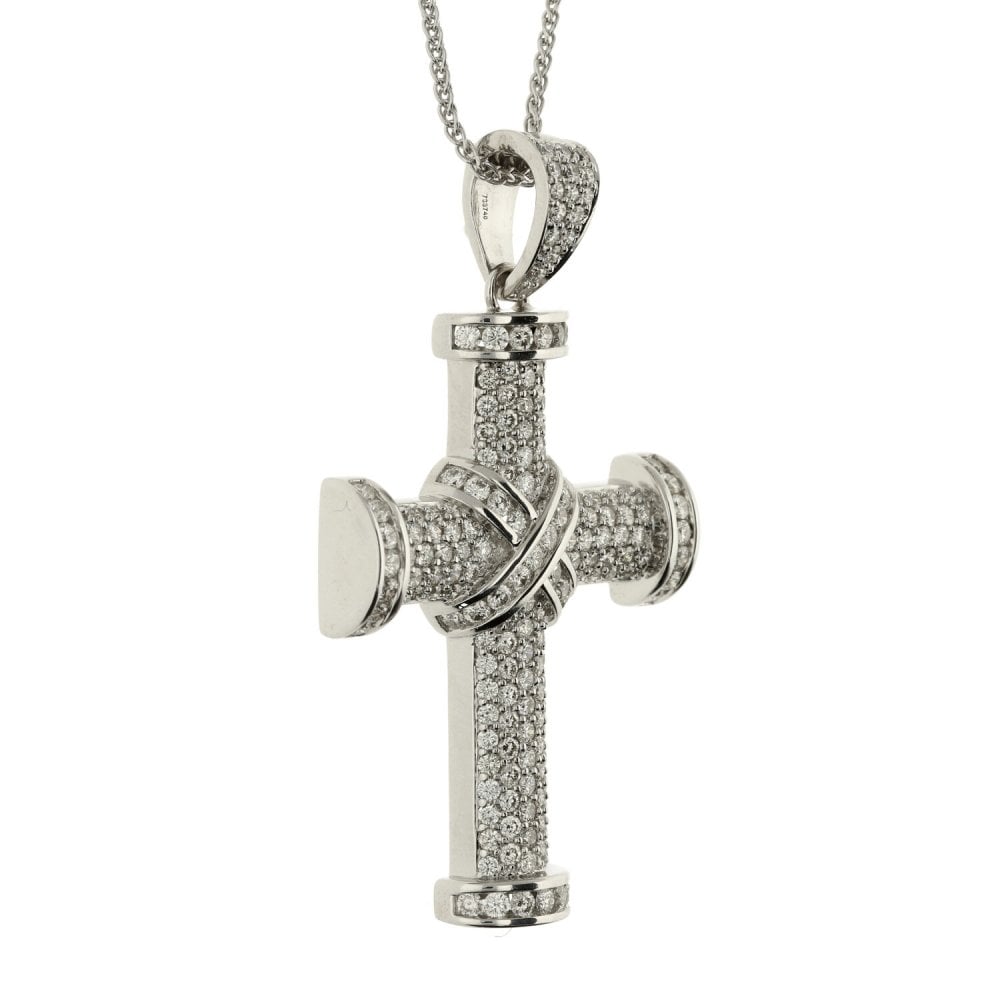 18ct White Gold Diamond Cross & Chain - 2.63ct
