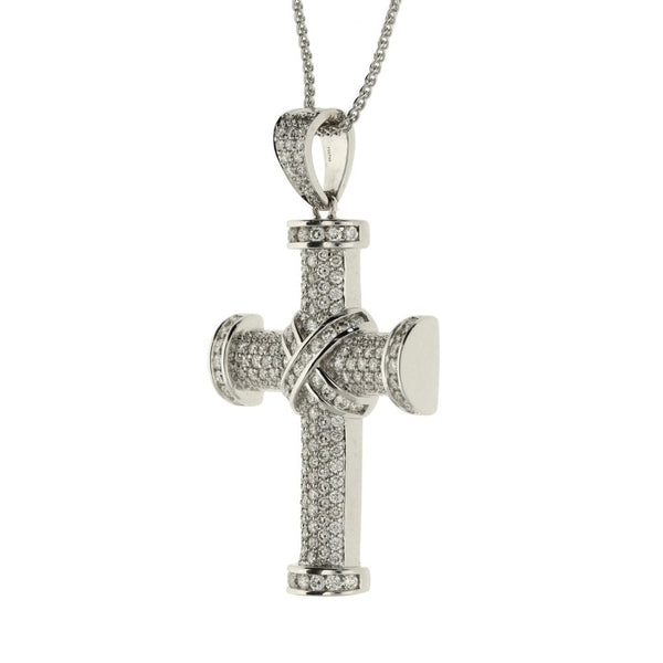 18ct White Gold Diamond Cross & Chain - 2.63ct