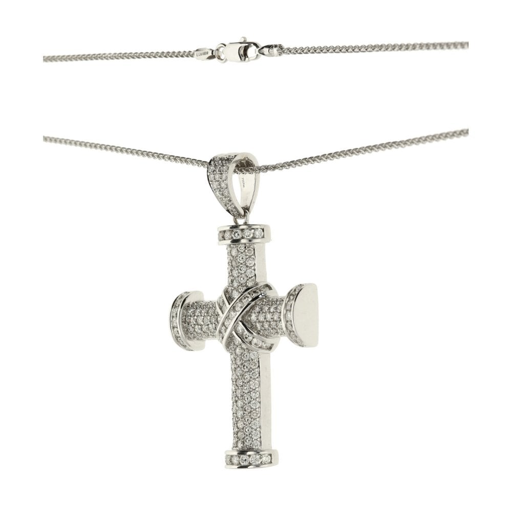18ct White Gold Diamond Cross & Chain - 2.63ct