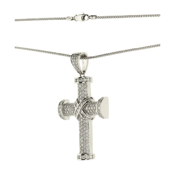 18ct White Gold Diamond Cross & Chain - 2.63ct