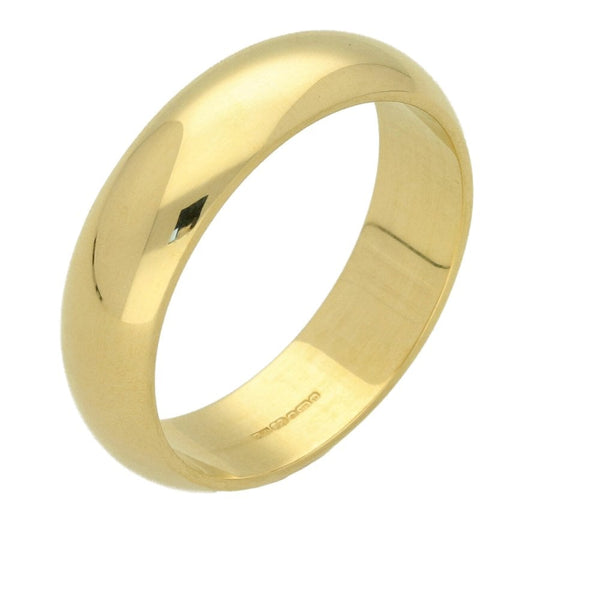 9ct Yellow Gold Gents D-Shape Wedding Ring