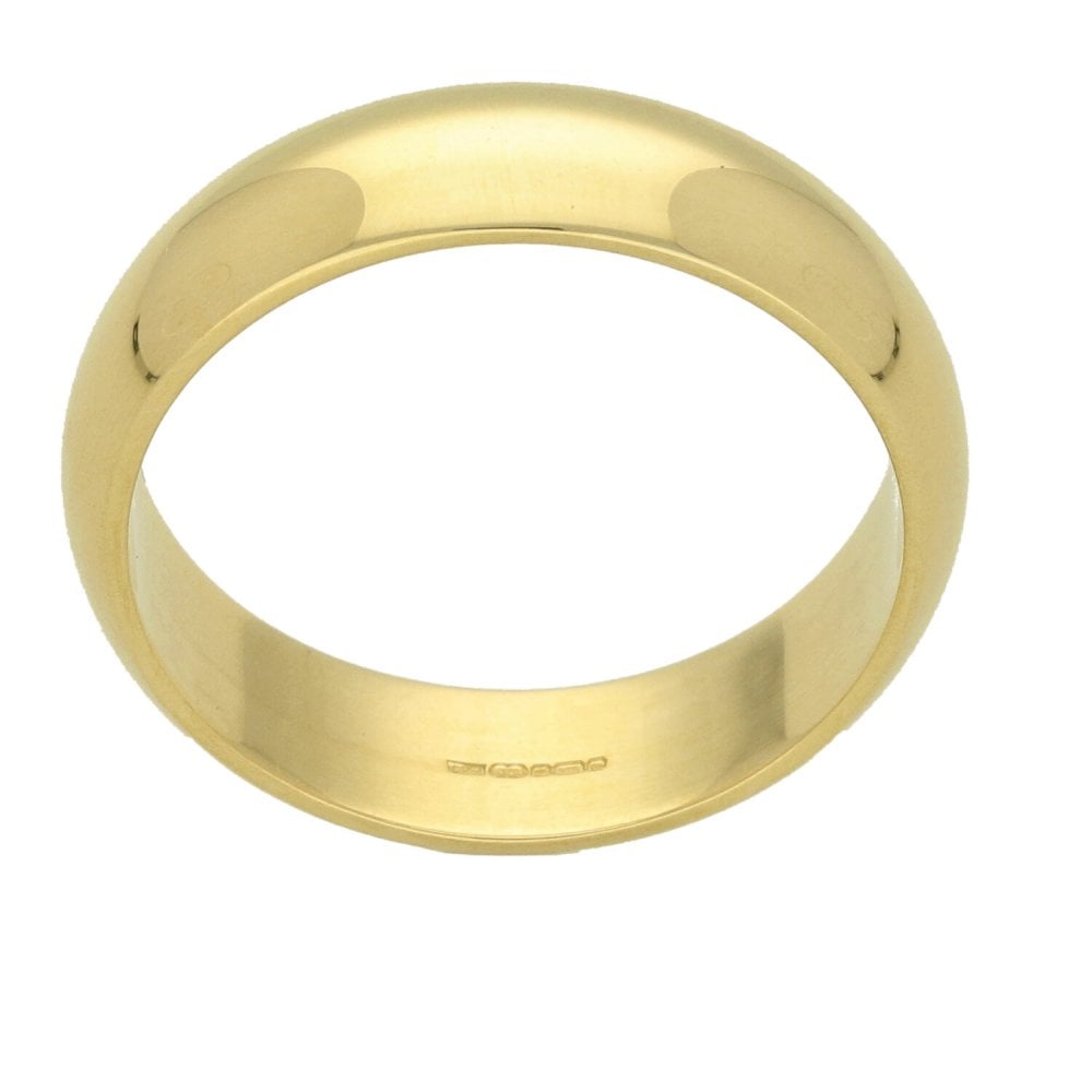 9ct Yellow Gold Gents D-Shape Wedding Ring
