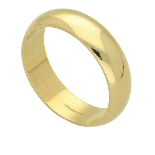 9ct Yellow Gold Gents D-Shape Wedding Ring