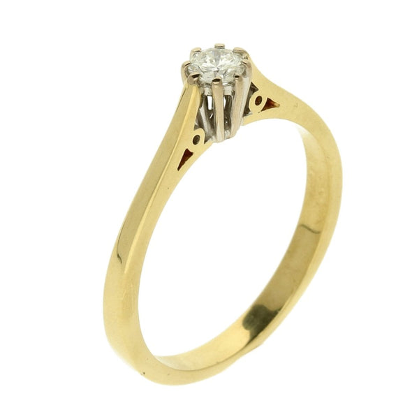 18ct Yellow Gold Diamond Solitaire Ring - Size N