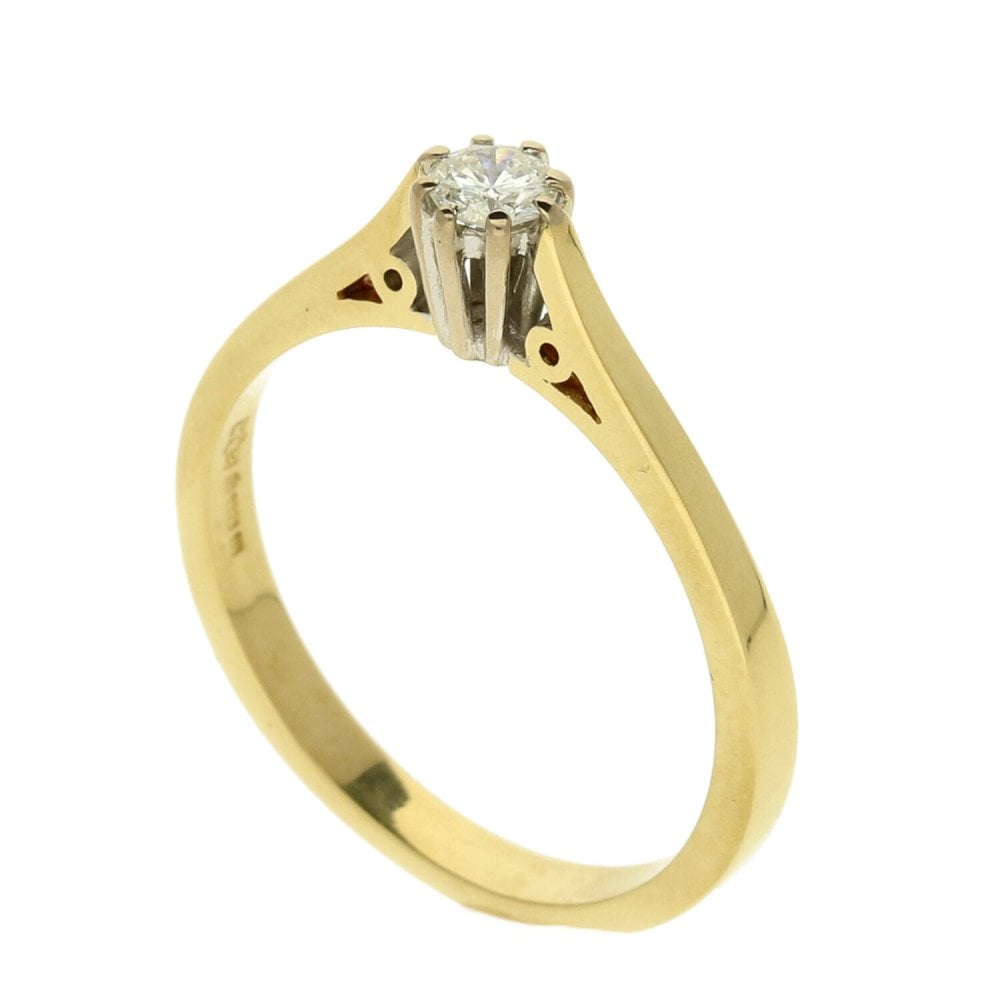 18ct Yellow Gold Diamond Solitaire Ring - Size N