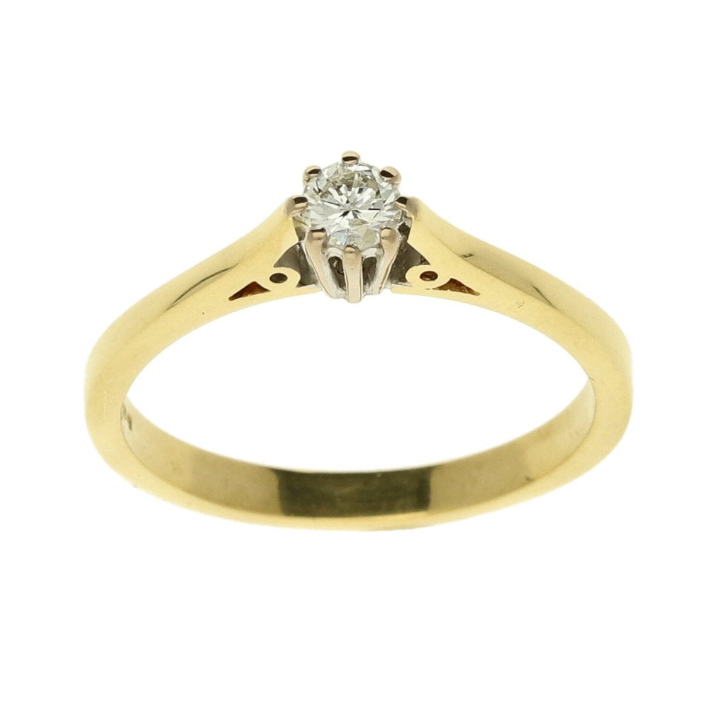 18ct Yellow Gold Diamond Solitaire Ring - Size N
