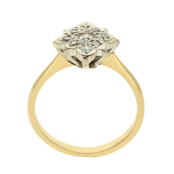 18ct Yellow Gold Diamond Cluster Ring - Size K½